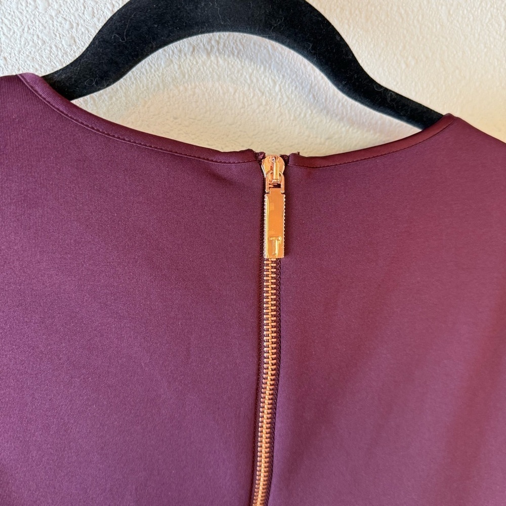 Ted Baker Embroidered Cheskka Dress Burgundy Party Cocktail Women’s Size 10 - Picture 14 of 14